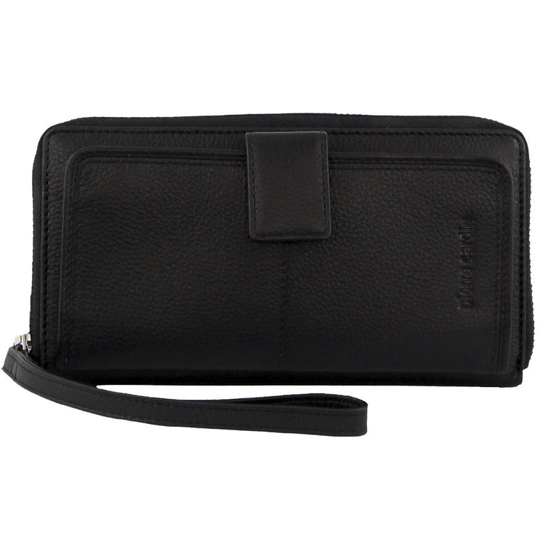 Load image into Gallery viewer, Pierre Cardin Womens Leather Zip Around Wallet RFID Blocking w/ Wristlet in Black-1
