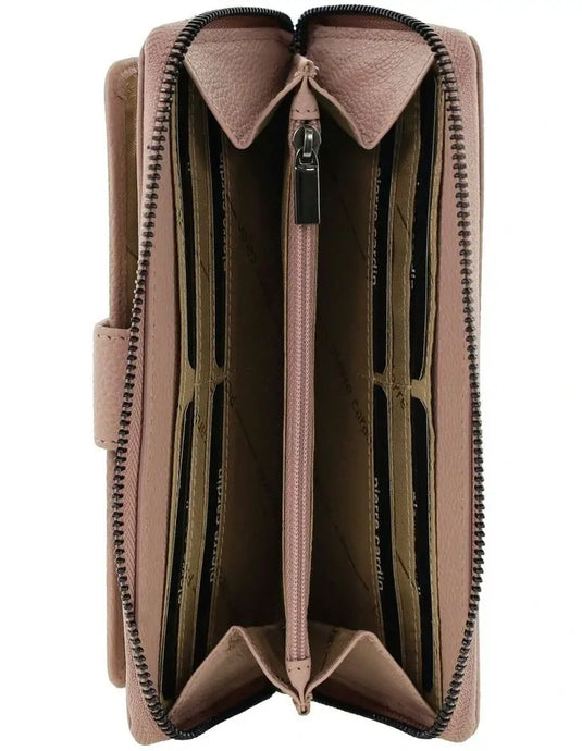 Pierre Cardin Womens Leather Zip Around Wallet RFID Italian Leather Wristlet in Pink-2