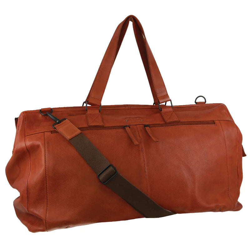 Load image into Gallery viewer, Pierre Cardin Leather Rustic Overnight Bag Travel Duffle Duffel - Cognac-1
