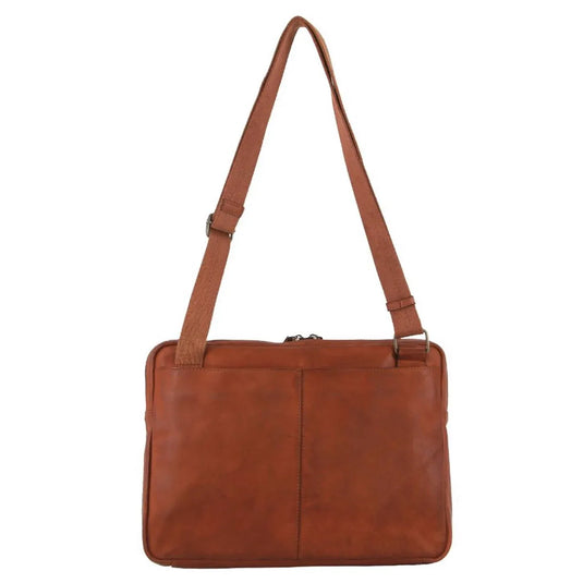 Pierre Cardin Mens Italian Leather Business Computer Laptop Bag in Cognac-2