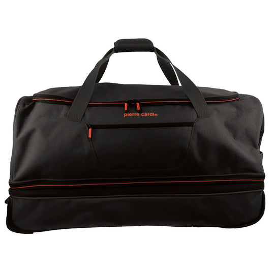 140L Pierre Cardin Trolley Bag Medium Soft Travel Luggage Wheeled Duffle - Black-3