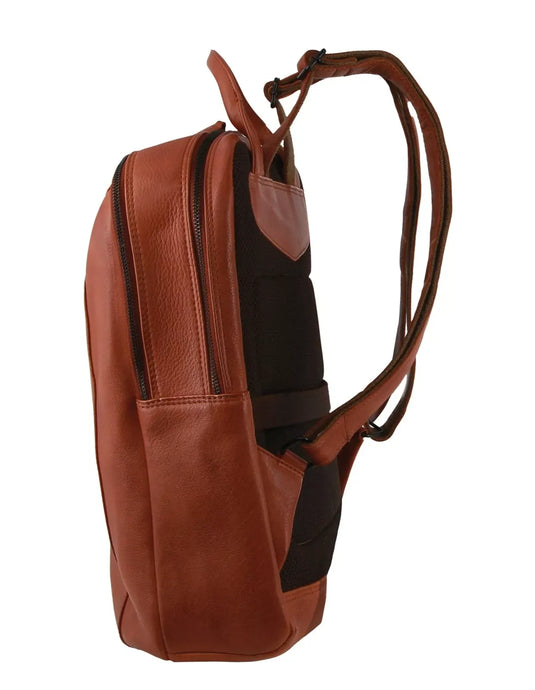 Pierre Cardin Leather Business/Laptop Backpack Bag in Cognac-3