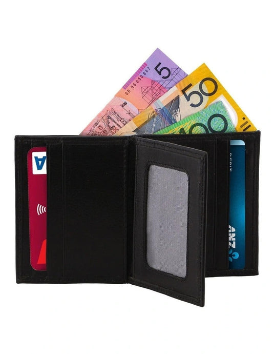 Pierre Cardin Mens Slim Bi-Fold Leather Wallet Rustic w/ RFID Protection in Black-1