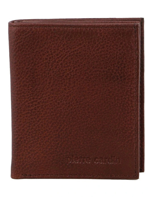 Pierre Cardin Mens Slim Bi-Fold Leather Wallet Rustic w/ RFID Protection in Brown-2