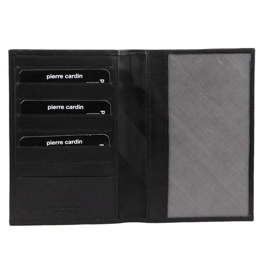 Pierre Cardin Leather Passport Holder Cover Travel Wallet w/ RFID Protection - Black-0