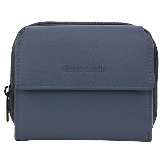 Pierre Cardin Leather Ladies Tri-Fold Tab Zip-Around Wallet - Teal-2