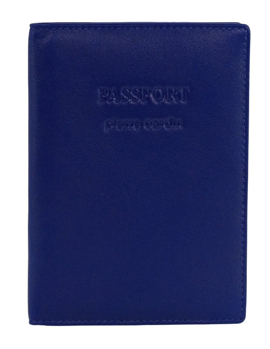 Pierre Cardin Leather Passport Travel Wallet Cover in Blue-1