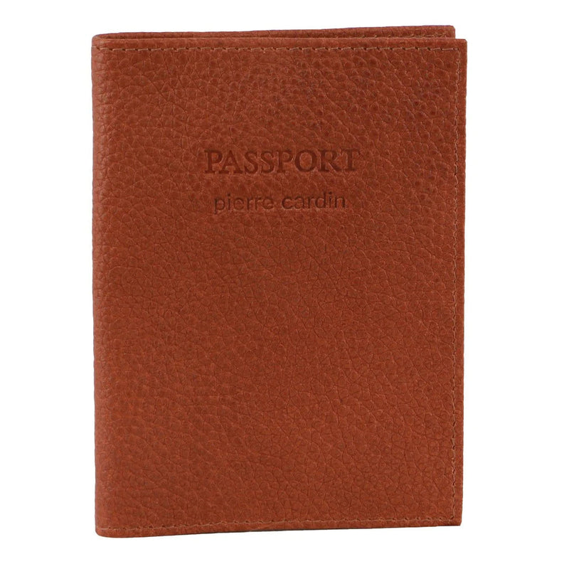 Load image into Gallery viewer, Pierre Cardin Slim Leather Passport Wallet Holder RFID Case Cover - Cognac-1
