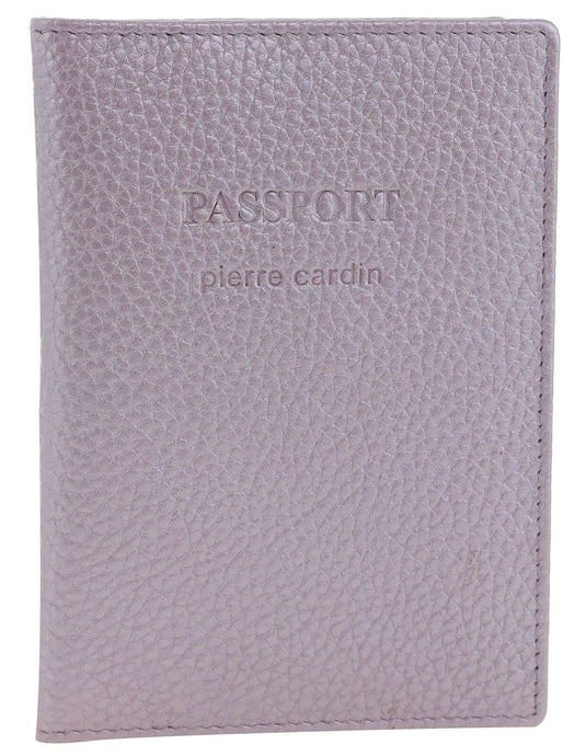 Pierre Cardin Leather Passport Travel Wallet Cover in Metallic Lilac-1
