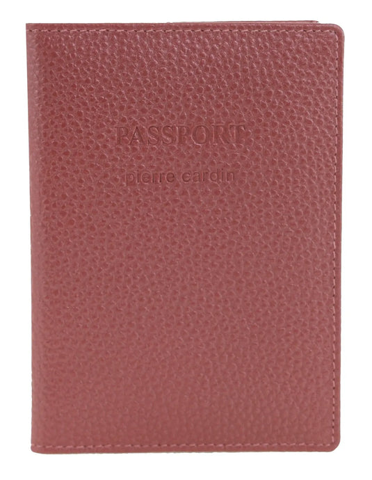 Pierre Cardin Leather Passport Travel Wallet Cover in Metallic Rose-1