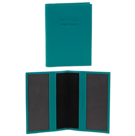 Pierre Cardin Slim Leather Passport Travel Wallet Holder RFID Case Cover - Turquoise-3