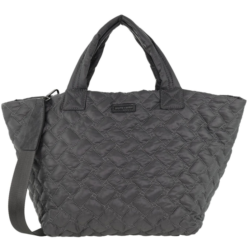 Load image into Gallery viewer, Pierre Cardin Women's Nylon Small Quilted Shoulder Tote Bag - Grey-3
