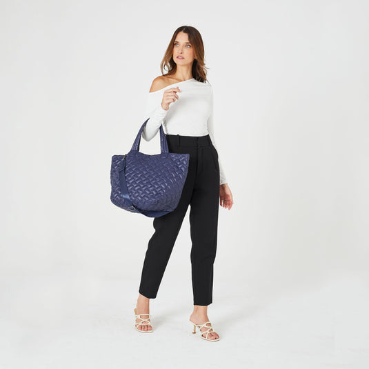Pierre Cardin Womens Casual Nylon Padded Shoulder Tote Bag - Navy-3