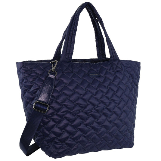 Pierre Cardin Womens Casual Nylon Padded Shoulder Tote Bag - Navy-1