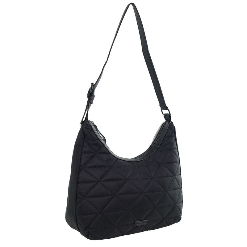 Load image into Gallery viewer, Pierre Cardin Womens Classic Nylon Geometric Quilted Shoulder Hobo Bag - Black-0
