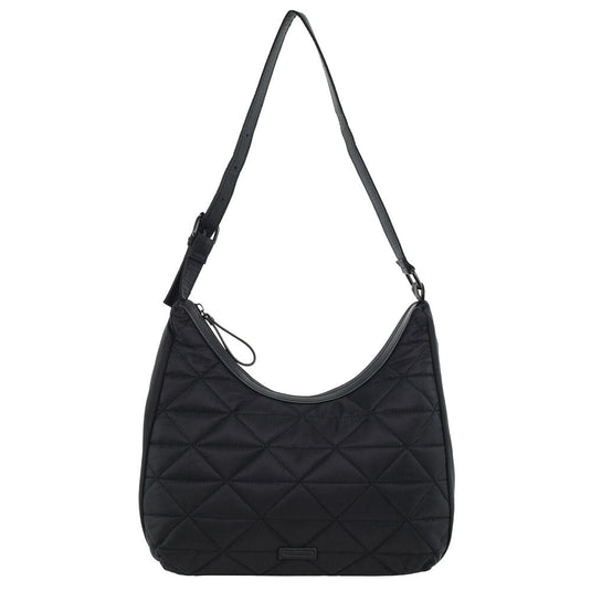 Pierre Cardin Womens Classic Nylon Geometric Quilted Shoulder Hobo Bag - Black-4