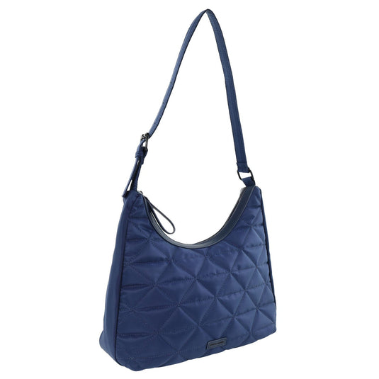 Pierre Cardin Womens Classic Nylon Geometric Shoulder Quilted Hobo Bag - Navy-1