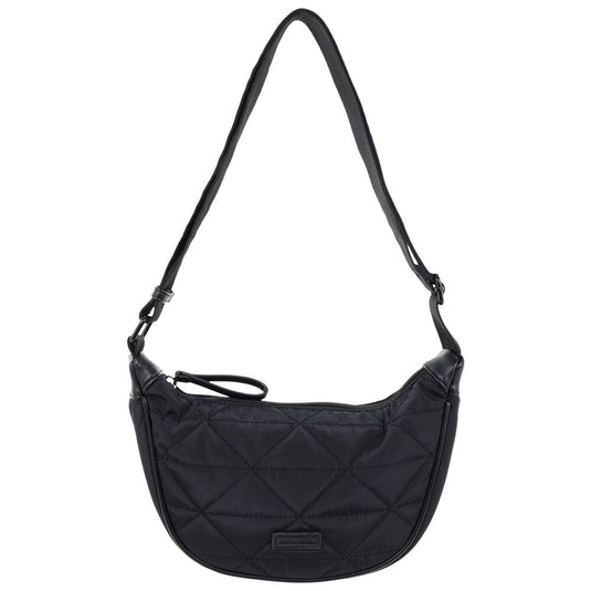 Pierre Cardin Ladies Nylon Crescent Quilted Crossbody Bag - Black-4