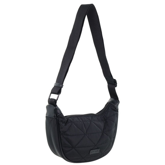 Pierre Cardin Ladies Nylon Crescent Quilted Crossbody Bag - Black-0