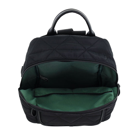 Pierre Cardin Nylon Quilted Casual Travel Backpack Bag - Black-3