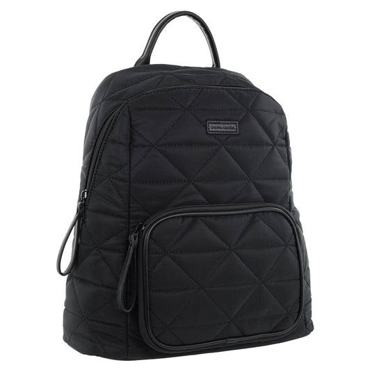 Pierre Cardin Nylon Quilted Casual Travel Backpack Bag - Black-0