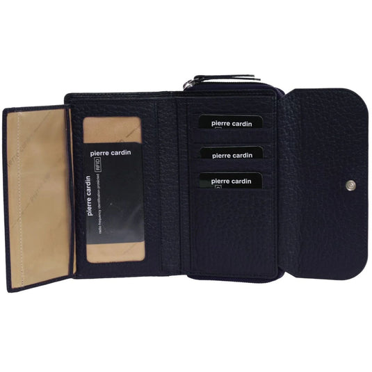Pierre Cardin Ladies Tri-Fold Tab Wallet in Navy/Taupe-2