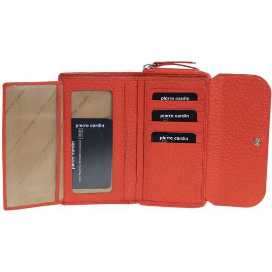 Pierre Cardin Ladies Tri-Fold Tab Wallet in Orange/Taupe-1