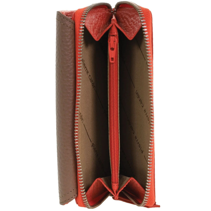 Load image into Gallery viewer, Pierre Cardin Ladies Tri-Fold Tab Wallet in Orange/Taupe-2
