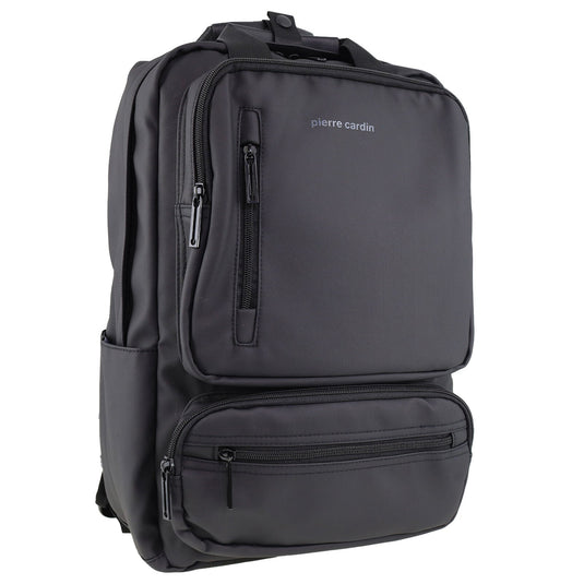 Pierre Cardin Mens Nylon Computer/Business Backpack Bag - Black-0