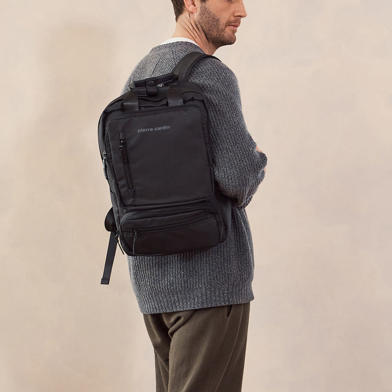 Load image into Gallery viewer, Pierre Cardin Mens Nylon Computer/Business Backpack Bag - Black-4
