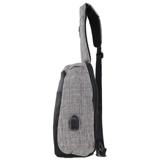Pierre Cardin Mens Nylon Sling Bag - Grey/Black-4