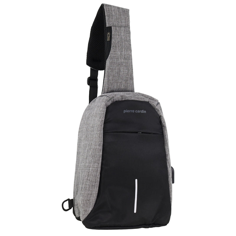 Load image into Gallery viewer, Pierre Cardin Mens Nylon Sling Bag - Grey/Black-0
