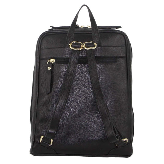 Pierre Cardin Rustic Womens Leather Backpack Bag Handbag Back Pack Travel  - Black-3