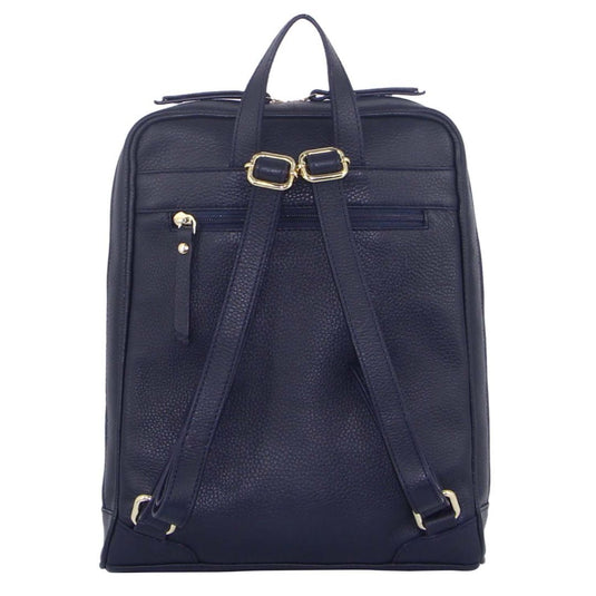 Pierre Cardin Rustic Womens Leather Backpack Bag Handbag Back Pack Travel  - Navy-2