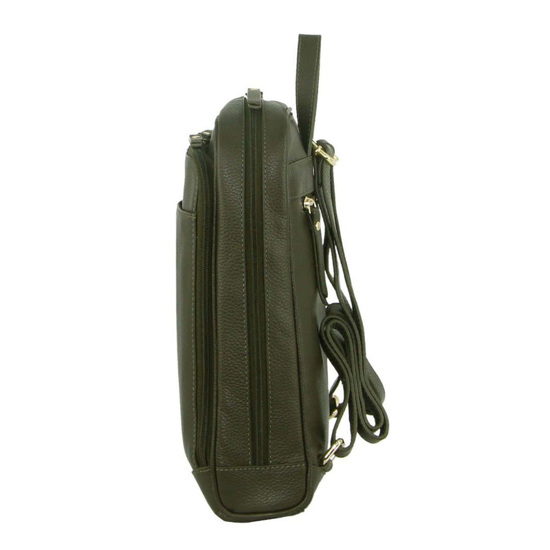 Load image into Gallery viewer, Pierre Cardin Rustic Womens Leather Backpack Bag Handbag Back Pack Travel  - Olive-3
