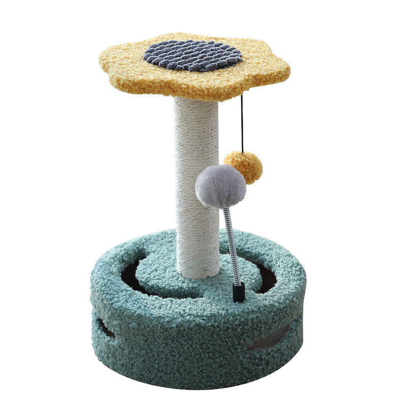 Load image into Gallery viewer, Furbulous Daisy Cat Scratching Post with 2 Bobs and Play Compartment-0
