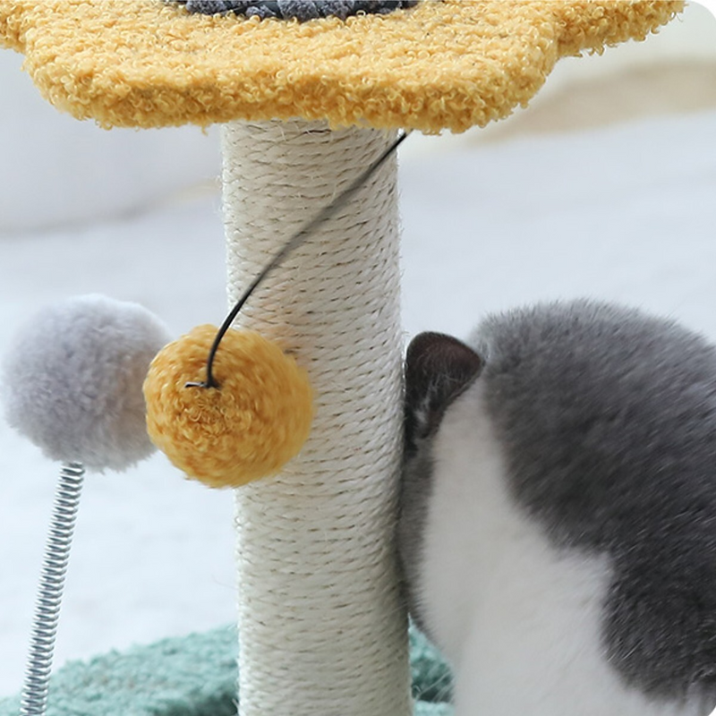 Load image into Gallery viewer, Furbulous Daisy Cat Scratching Post with 2 Bobs and Play Compartment-2
