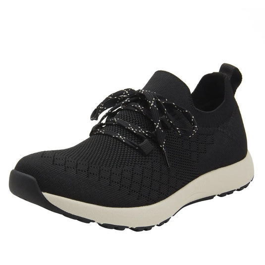 TRAQ Froliq Womens Walking Shoes Knit Lace-Up Lightweight Cushioned in Black-1