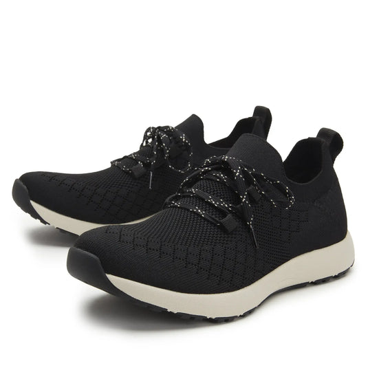 TRAQ Froliq Womens Walking Shoes Knit Lace-Up Lightweight Cushioned in Black-3
