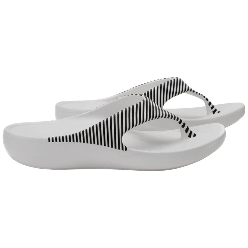 Load image into Gallery viewer, Alegria Ode Womens Sandals RecoverMe Arch Support Thong in Black &amp; White Stripes-3
