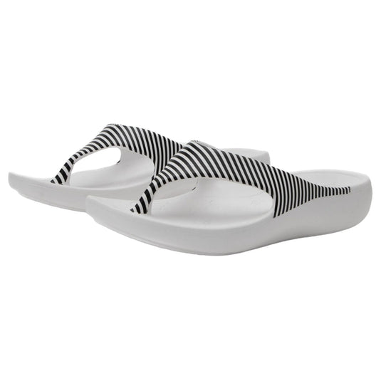 Alegria Ode Womens Sandals RecoverMe Arch Support Thong in Black & White Stripes-0