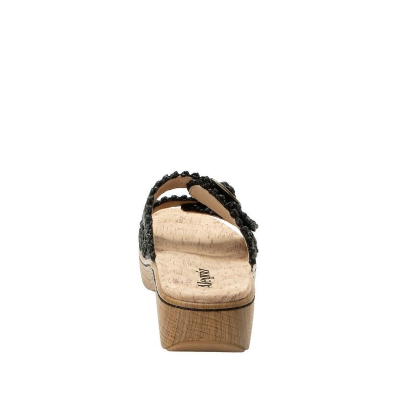 Load image into Gallery viewer, Alegria Oona Womens Slide Sandals Raffia Adjustable Comfort Non Slip 1.75" Heel in Black-4
