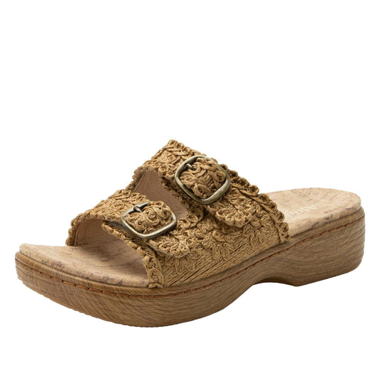 Alegria Oona Womens Slide Sandals Raffia Adjustable Comfort Non Slip 1.75" Heel in Natural-1