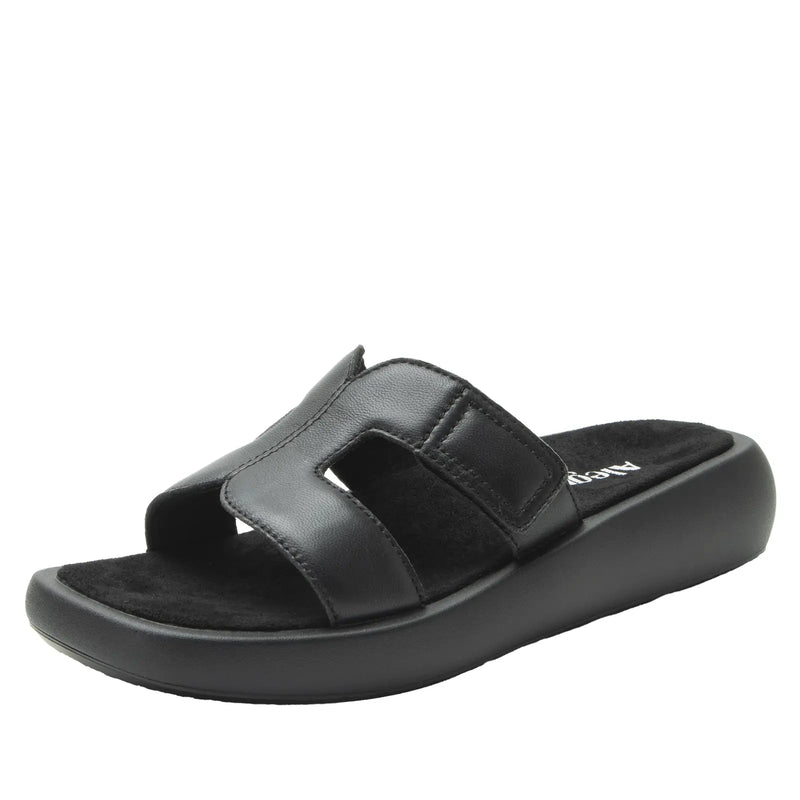 Load image into Gallery viewer, Alegria Portia Women’s Sandals Leather Adjustable Strap Comfort Slip-On in Black-1
