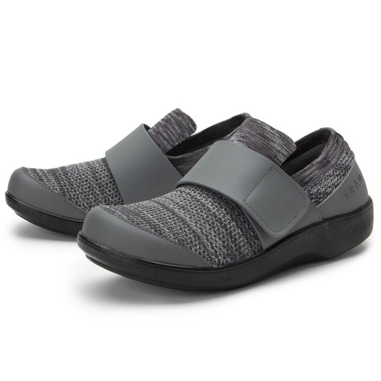 Alegria TRAQ Qwik Womens Walking Shoes Breathable Knit Slip-On in Charcoal-3