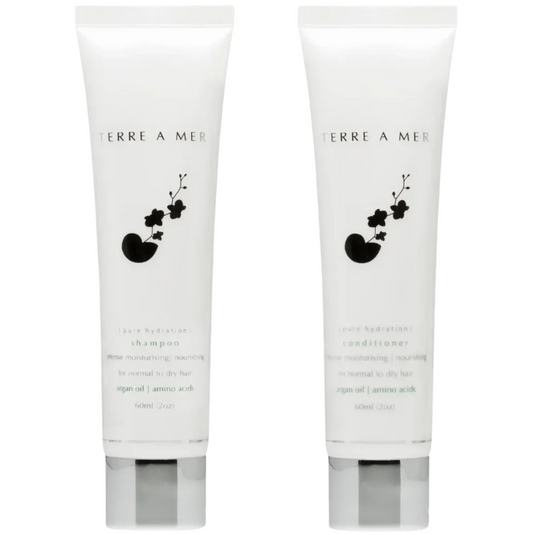 Terre A Mer Pure Hydration Amino Acid/Argan Oil Shampoo & Conditioner  - 60ml Travel Size-1