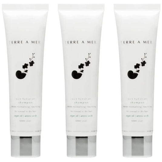 3x Terre A Mer Pure Hydration Amino Acid/Argan Oil Shampoo - 60ml Travel Size-1