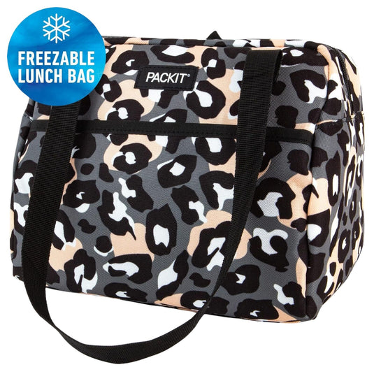 PACKIT Freezable Ice Lunch Bag Tote Food Storage Camping Travel Tiger - Wild Leopard-1