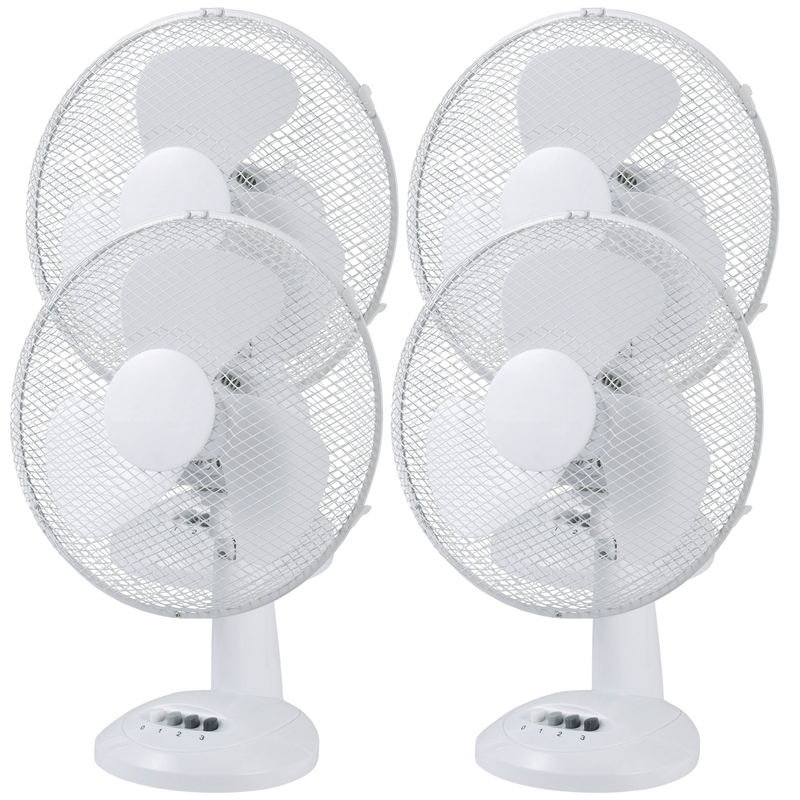 Load image into Gallery viewer, 4x Sheffield 30cm Desk/Table Fan with 3 Speed Settings in White (PL705)-1
