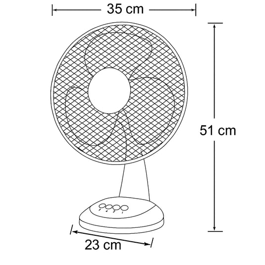 4x Sheffield 30cm Desk/Table Fan with 3 Speed Settings in White (PL705)-2